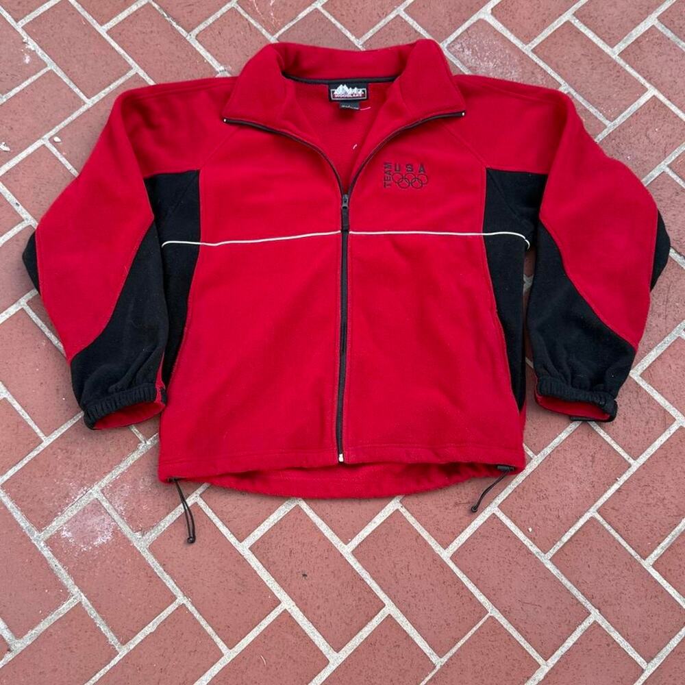 Vintage 2000s red Olympics team USA wood lake fleece jacket